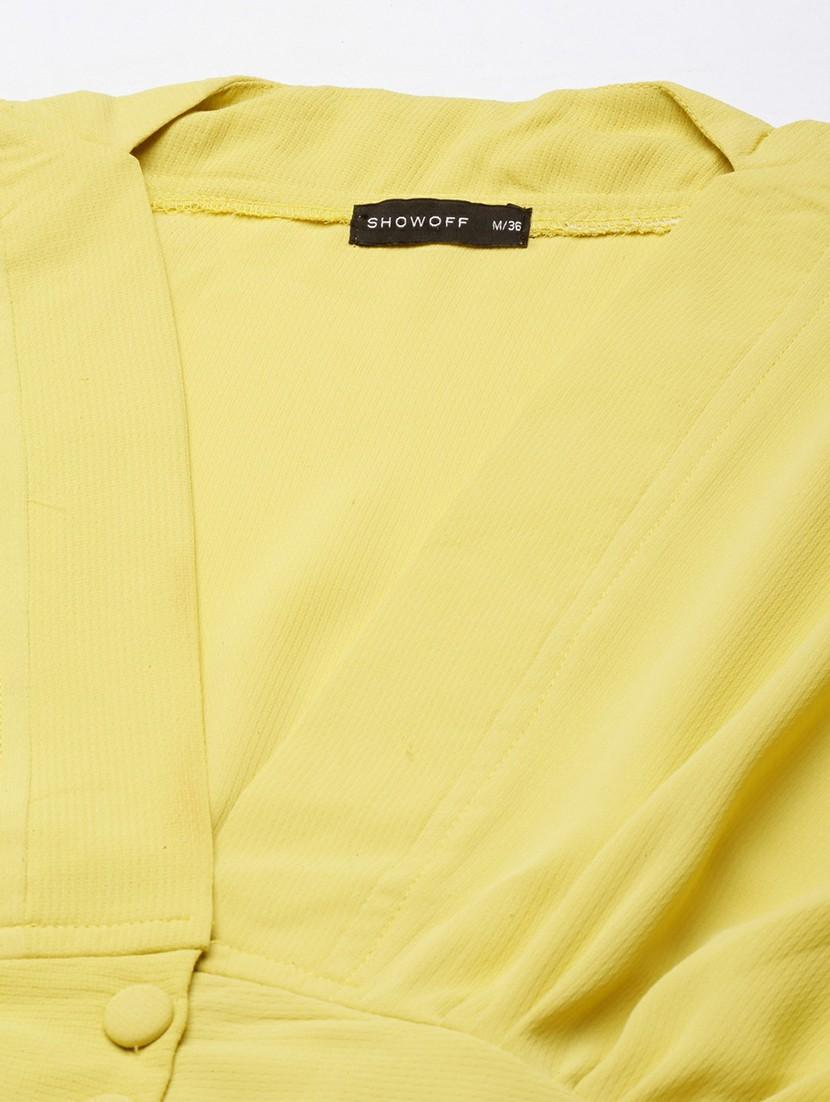 solid yellow blouson crop top - 20610685 - Standard Image - 7