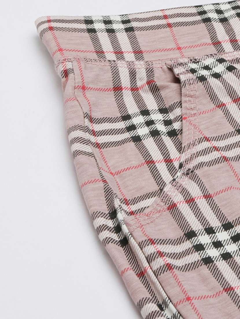 women high rise checkered track pant - 20610708 -  Standard Image - 7