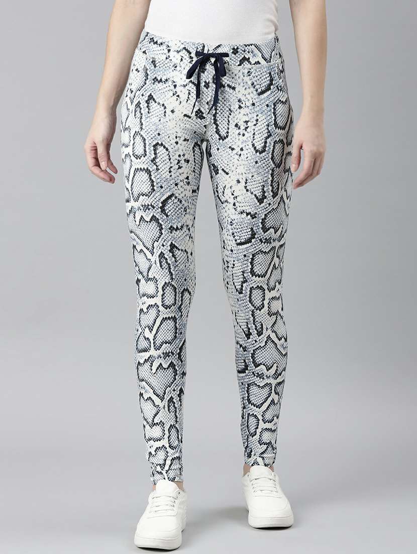 women high rise animal printed track pant