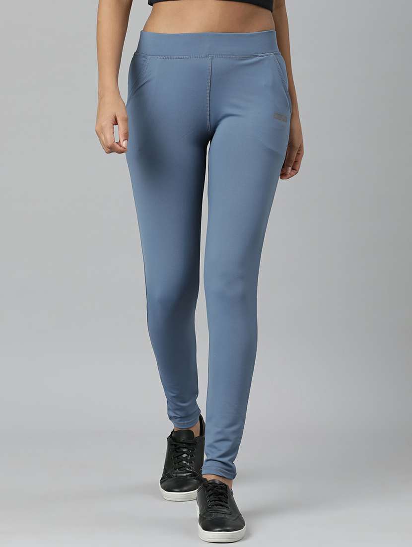 women high rise solid track pant