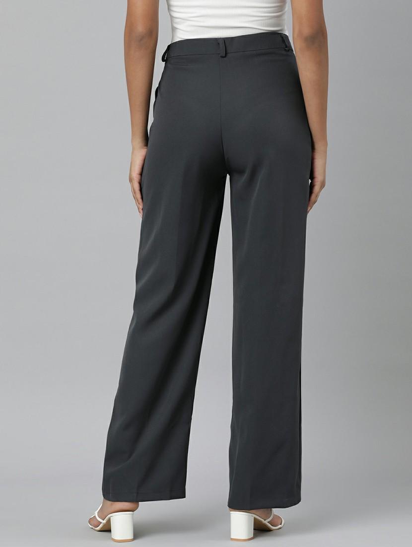 women mid rise solid pleated trouser - 20610873 - Standard Image - 2