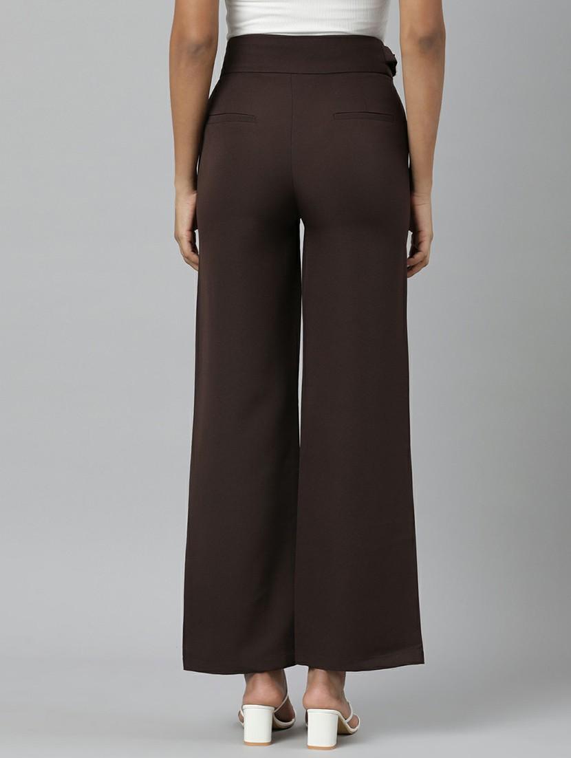 brown cotton pleated trouser - 20610878 - Standard Image - 2