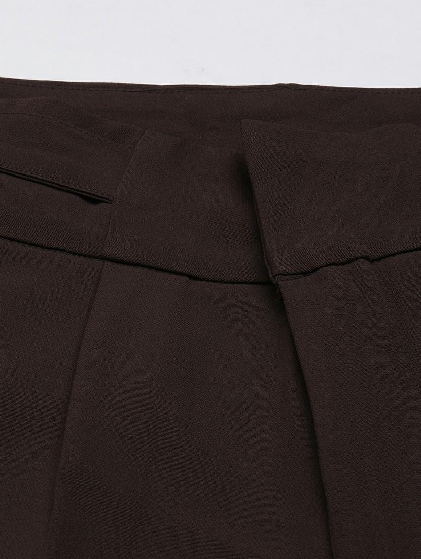 brown cotton pleated trouser - 20610878 - Standard Image - 7