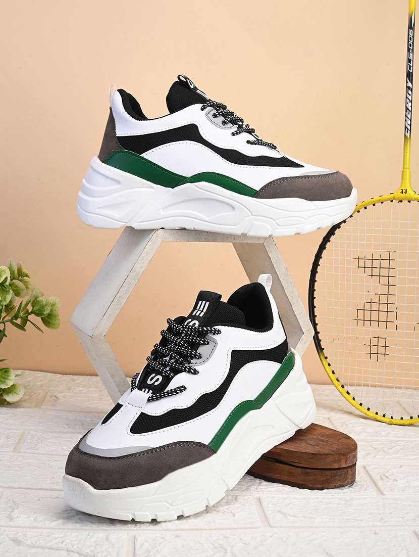colourblocked lace up casual sneakers
