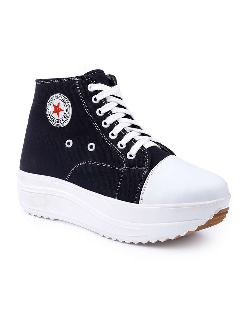 black lace up casual sneakers - 20611050 - Standard Image - 2