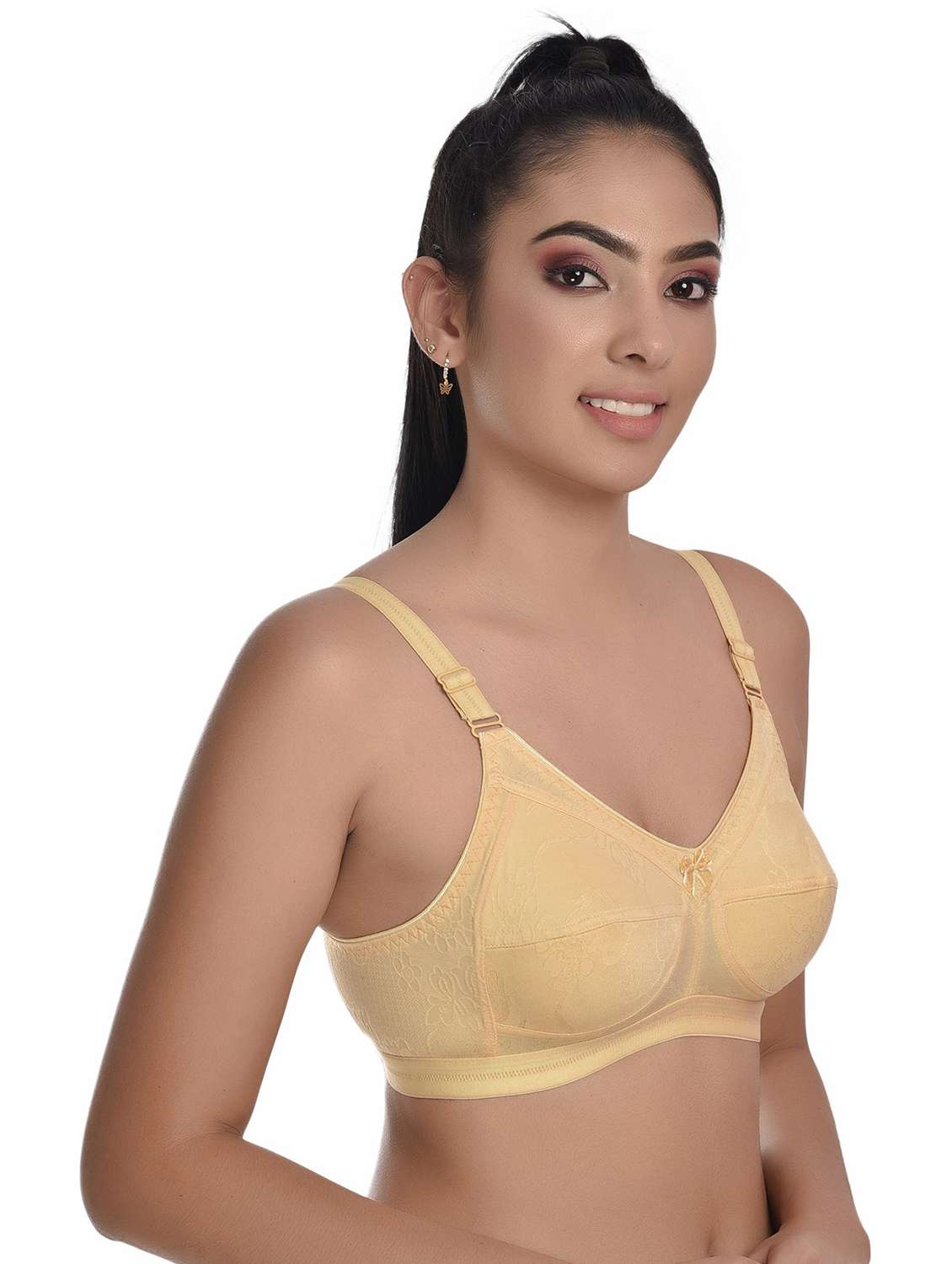 beige cotton blend tshirt bra - 20611166 -  Standard Image - 2