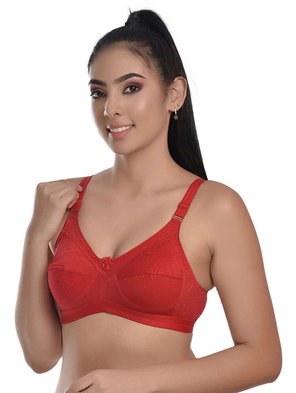 red cotton blend t-shirt bra - 20611168 -  Standard Image - 2