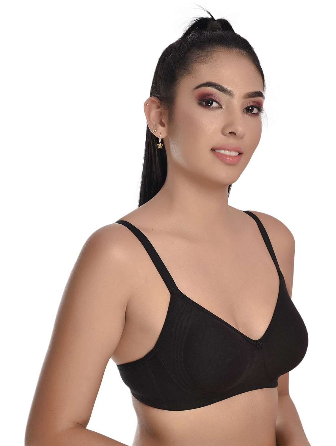 black cotton blend regular bra - 20611484 -  Standard Image - 2