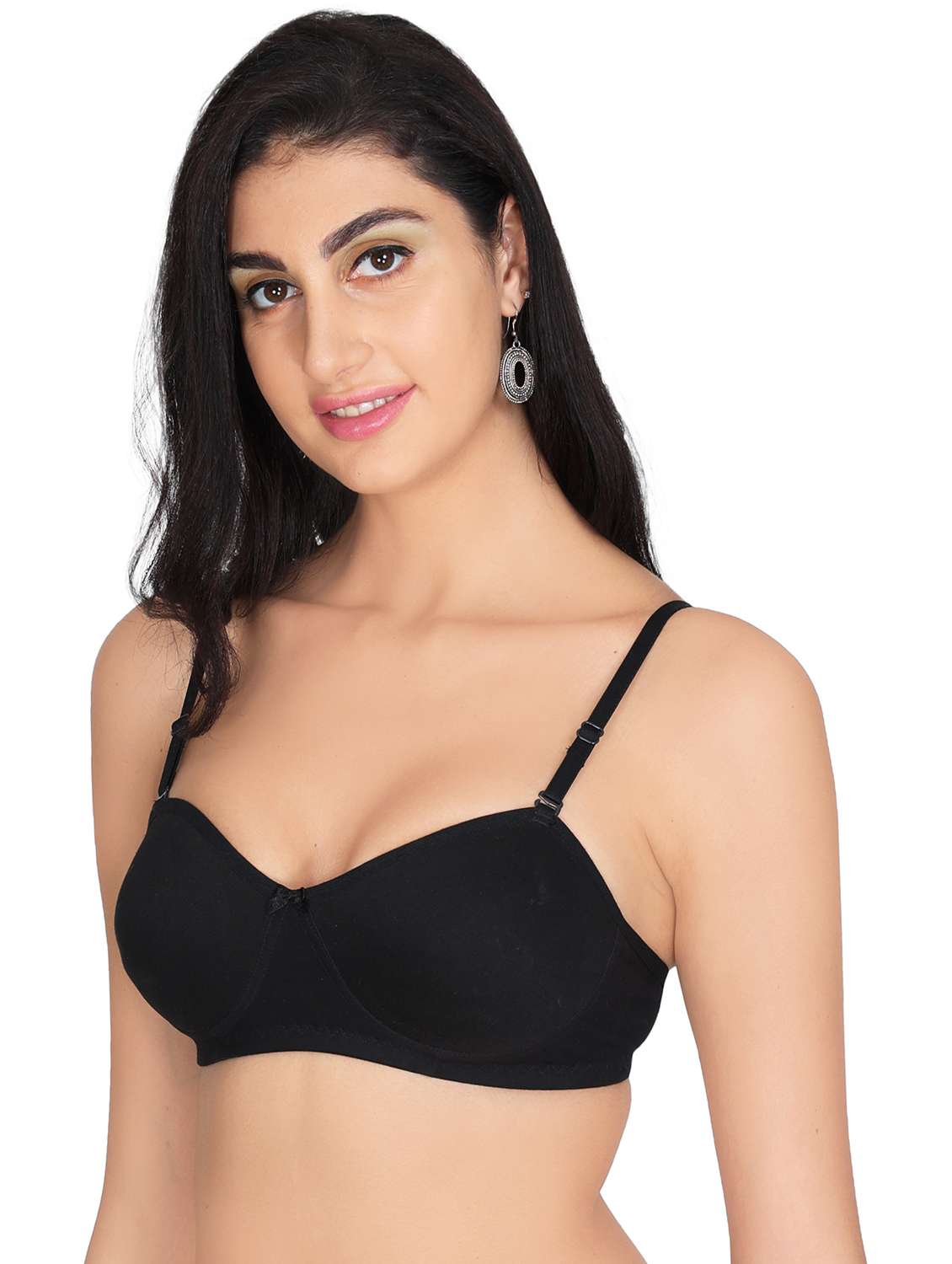 black cotton blend regular bra - 20611674 -  Standard Image - 2