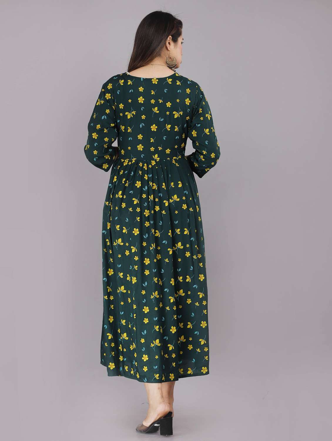 women round neck floral printed maternity wear dress - 20612470 -  Standard Image - 2
