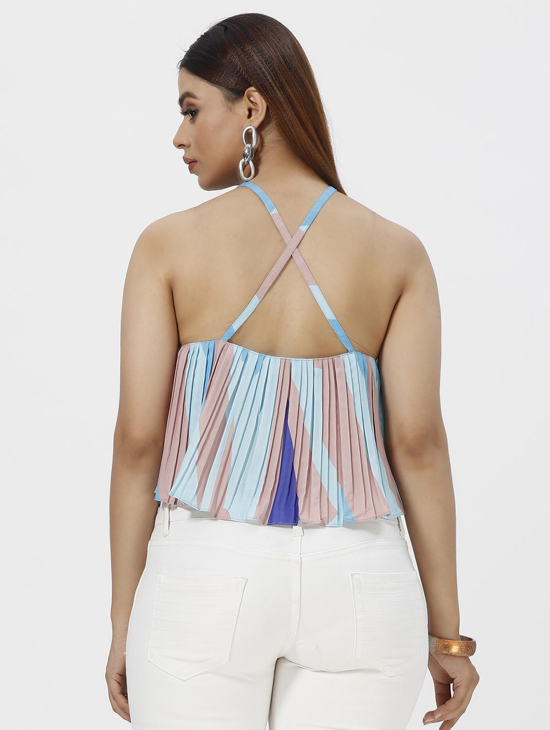 women multi coloured printed styled backless top - 20612482 - Standard Image - 2