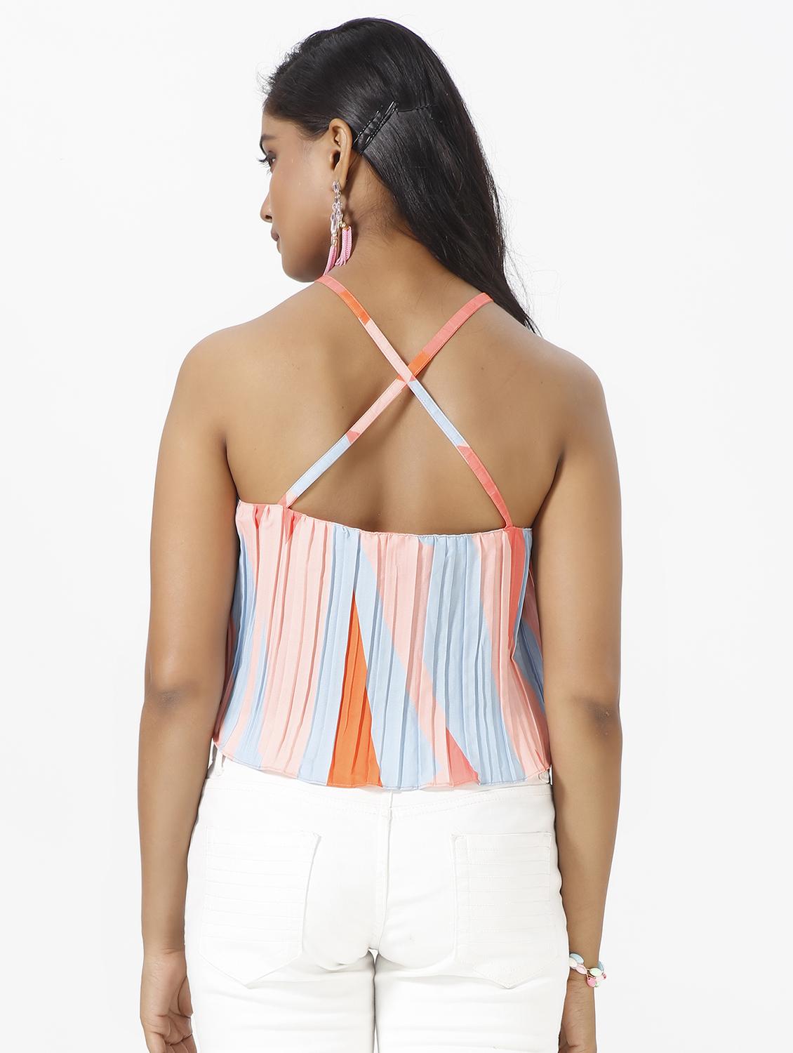 women multi coloured printed styled backless top - 20612485 - Standard Image - 2