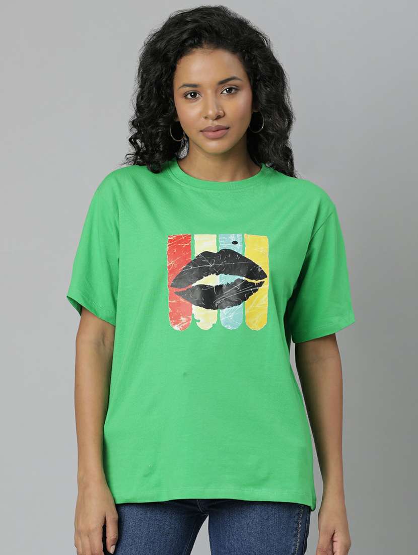 women green graphic boxy t-shirt