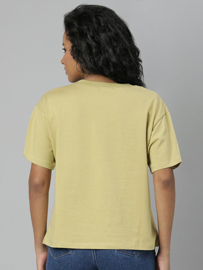 women yellow graphic boxy t-shirt - 20612615 - Standard Image - 2