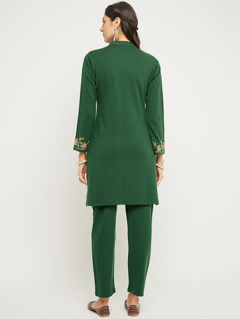 green embroidered detailed coord set - 20612616 - Standard Image - 2