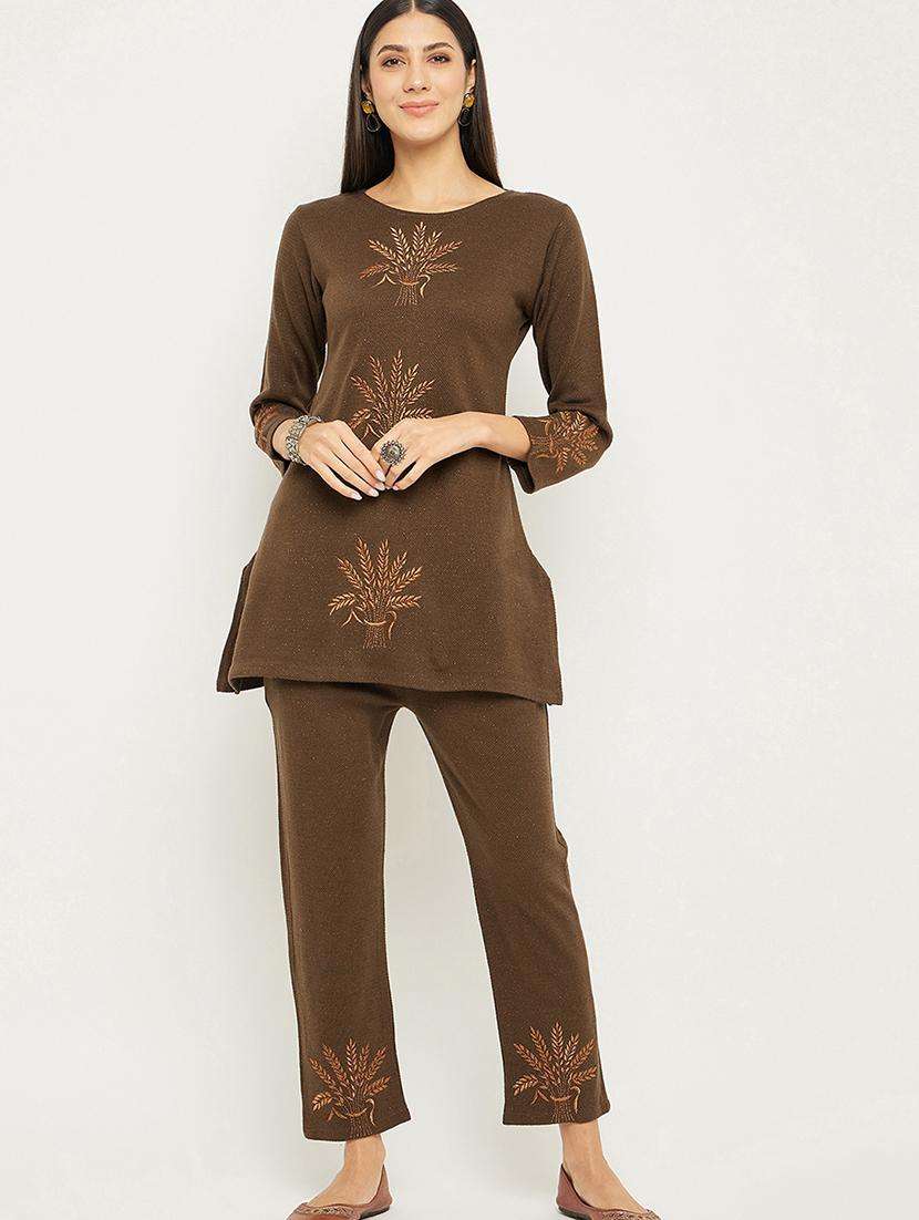 women embroidered long sleeve ethnic co-ord set - 20612621 -  Standard Image - 2