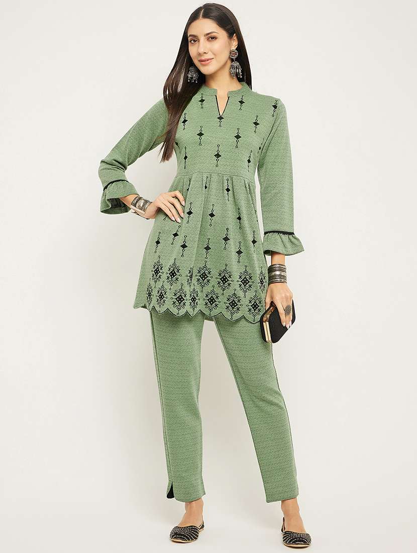 women self designed embroidered co-ord set