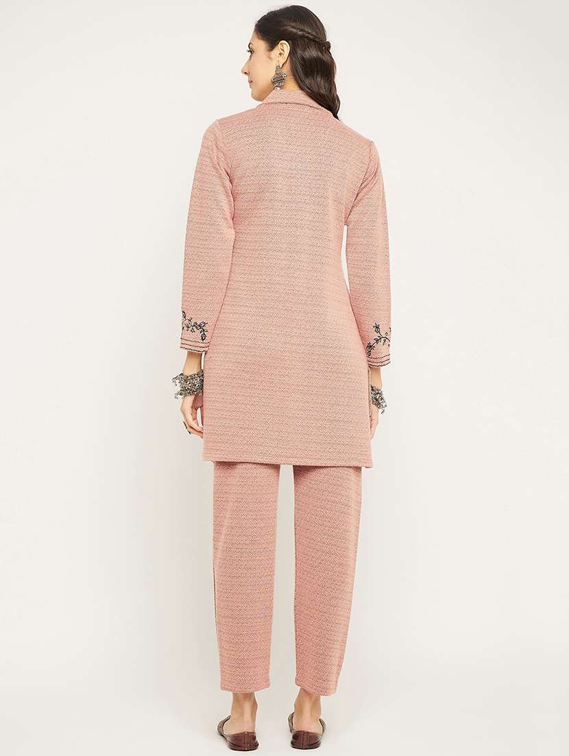 women peach embroidered co-ord set - 20612627 - Standard Image - 2