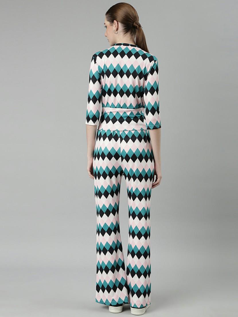 women checkered top and trouser co-ord set - 20612642 - Standard Image - 2