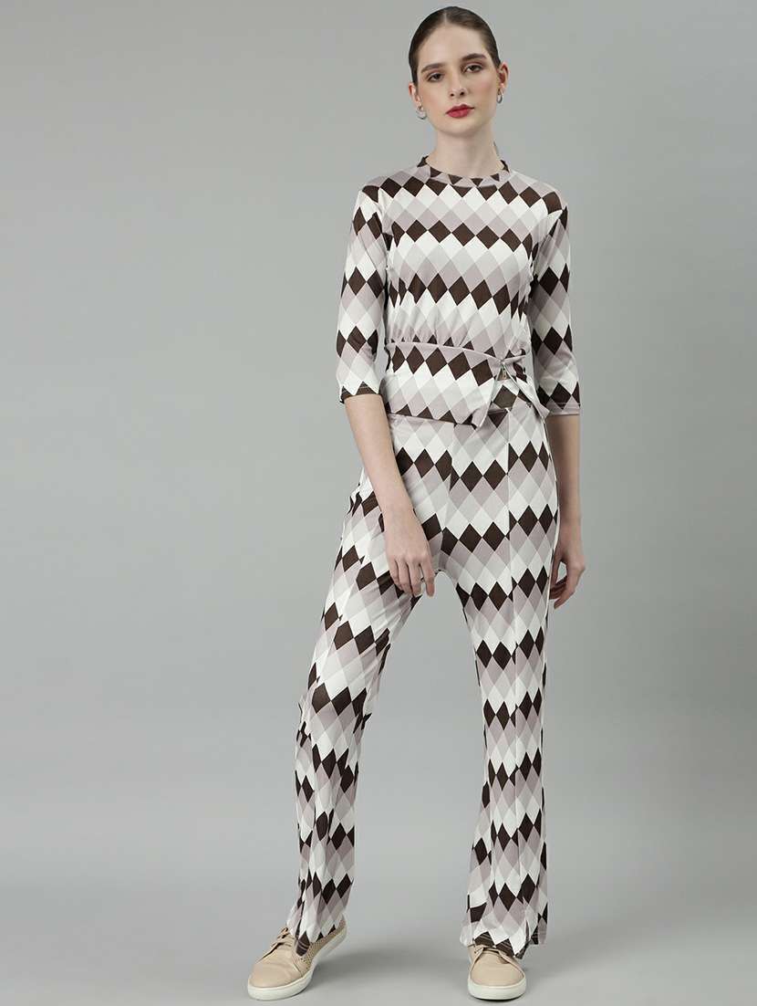 women checkered top and trouser co-ord set