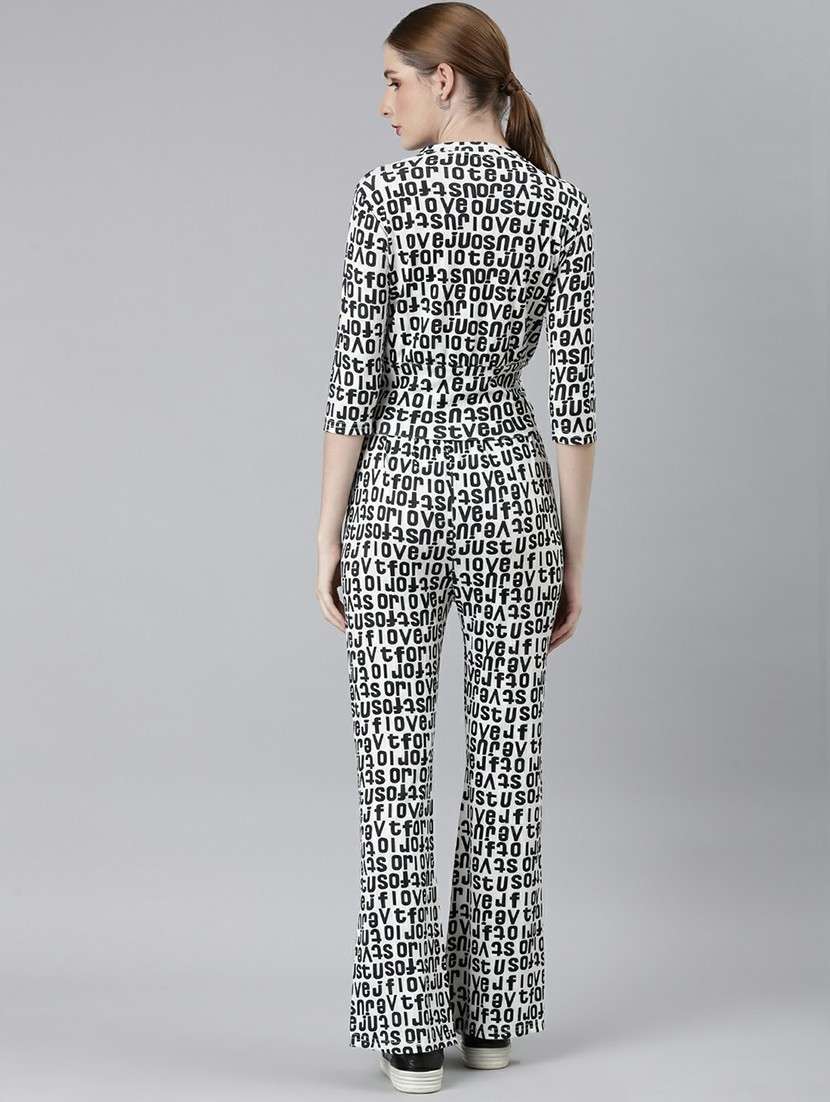 women black & white typographic top and trouser set  - 20612647 -  Standard Image - 2