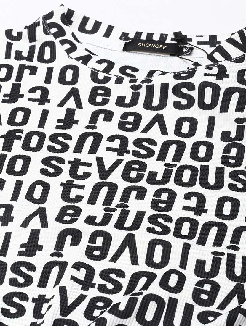 women black & white typographic top and trouser set  - 20612647 -  Standard Image - 7