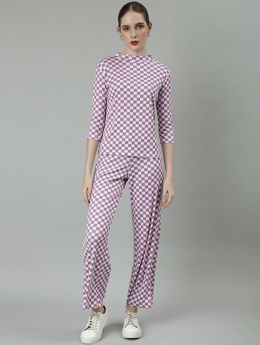 women checkered top and trouser co-ord set