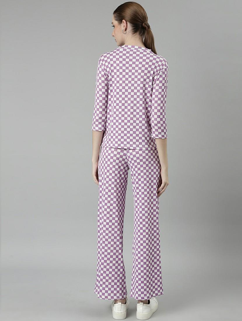 women checkered top and trouser co-ord set - 20612660 - Standard Image - 2
