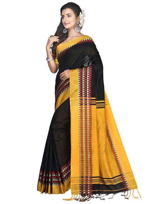 black self design handloom saree with blouse - 20613997 - Standard Image - 0