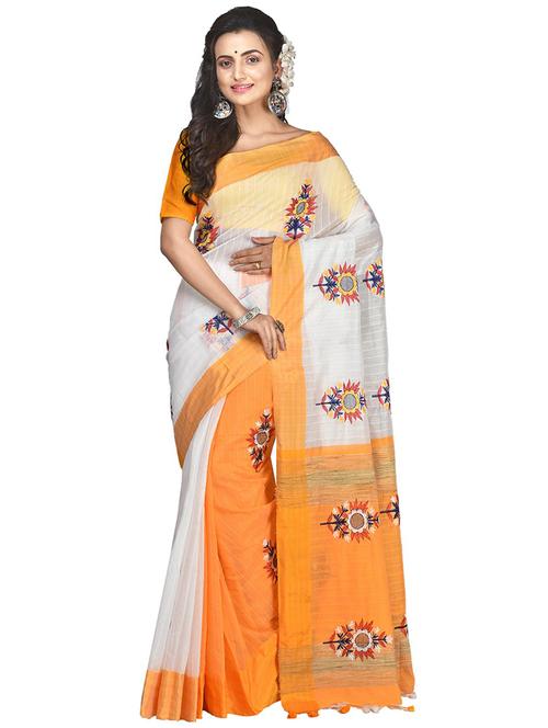 white self design handloom saree with blouse - 20613999 - Standard Image - 0