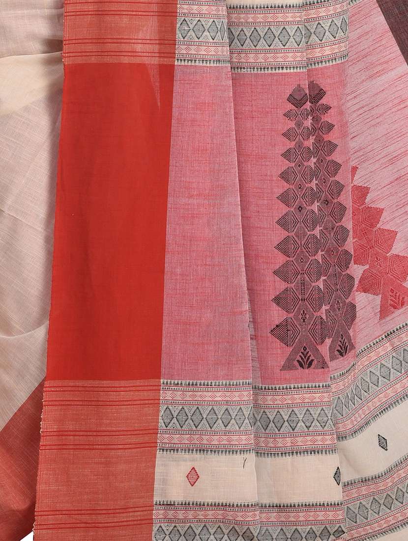 cream self design handloom saree with blouse - 20614001 -  Standard Image - 2