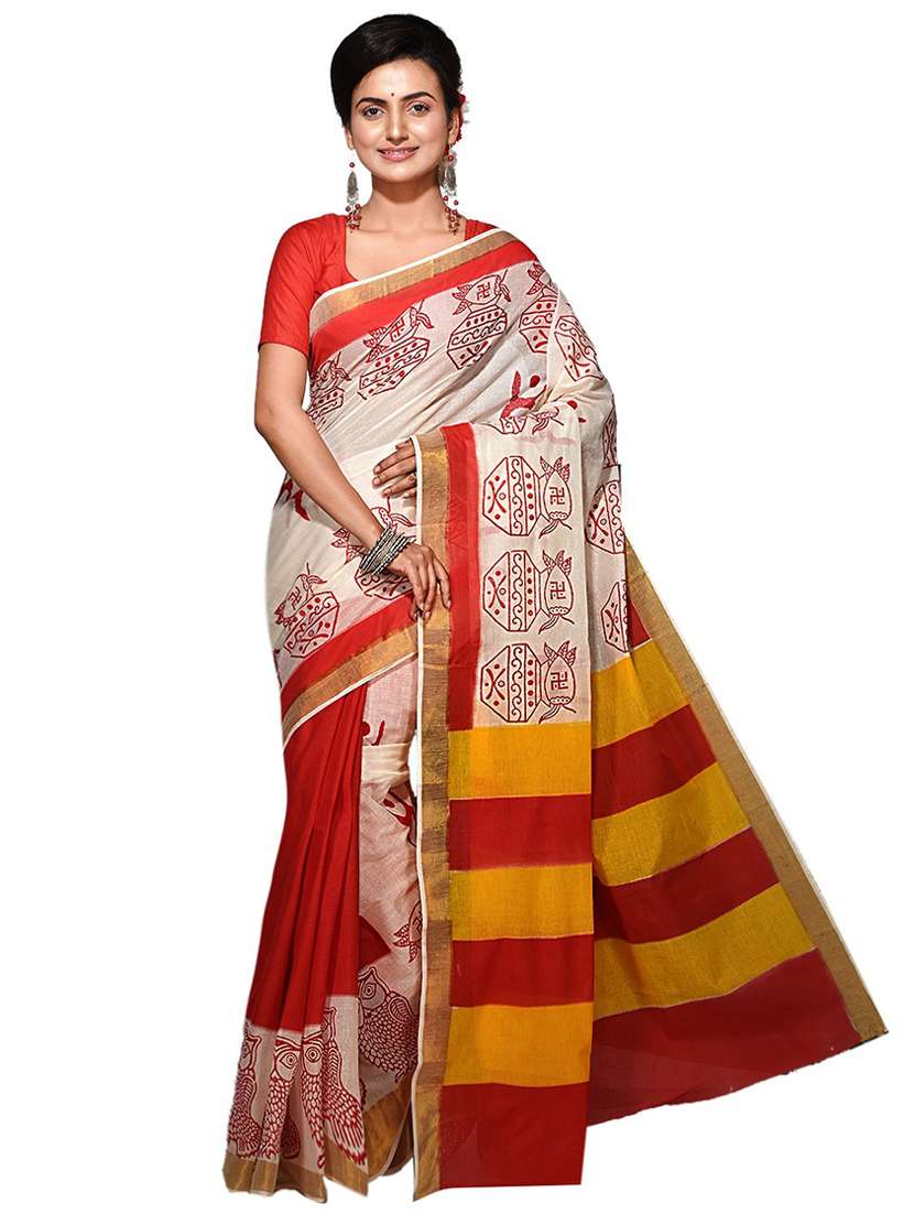 women multi color printed saree with blouse