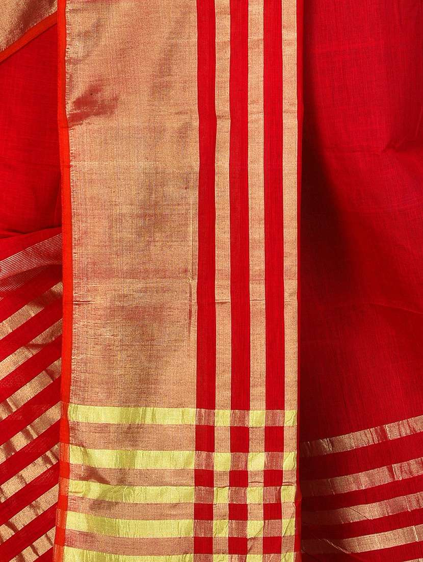 women red solid handloom saree with blouse - 20614025 -  Standard Image - 2