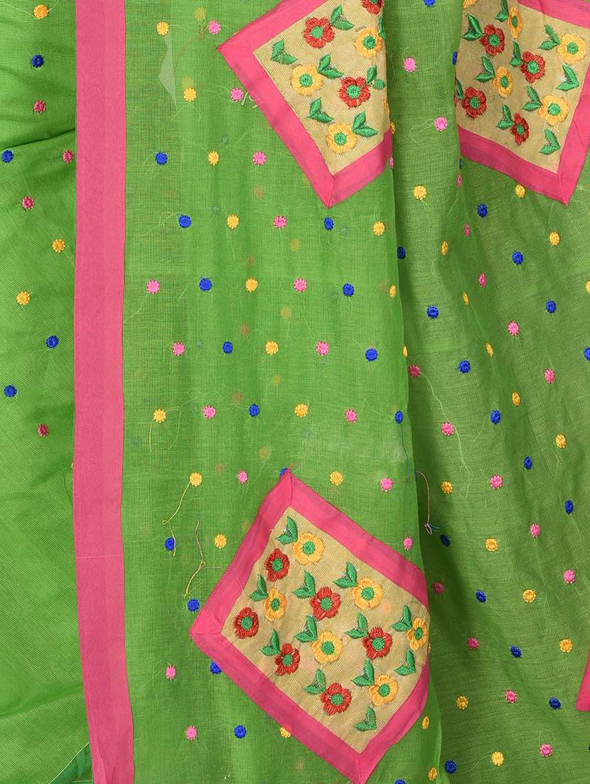 women green embroidered saree with blouse - 20614030 -  Standard Image - 2