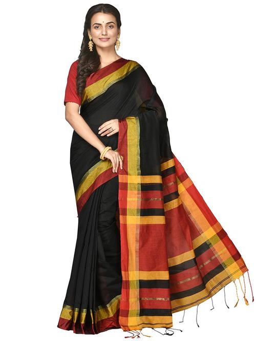 women black self design handloom saree with blouse - 20614036 - Standard Image - 0