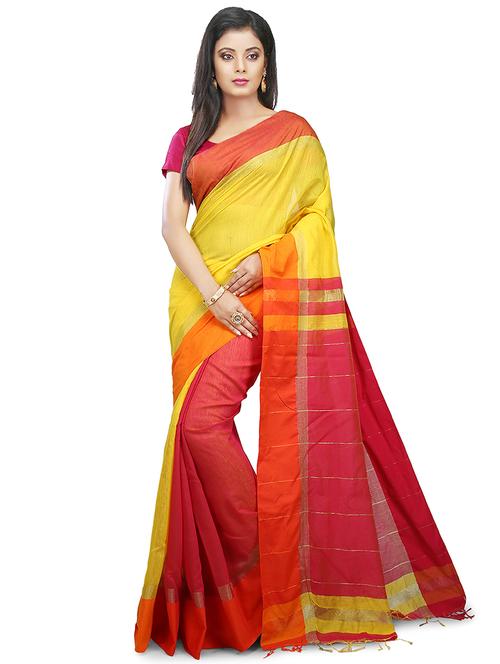 women yellow & red solid half & half saree with blouse - 20614052 - Standard Image - 0