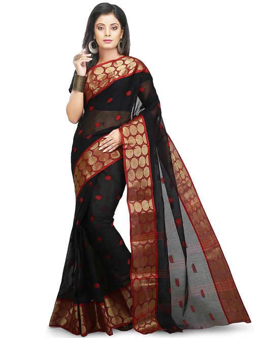 black self design bordered saree with blouse - 20614056 -  Standard Image - 0