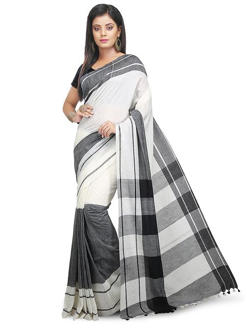 women white self design handloom saree with blouse - 20614059 -  Standard Image - 0