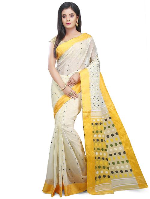 women beige self design handloom saree with blouse - 20614060 -  Standard Image - 0