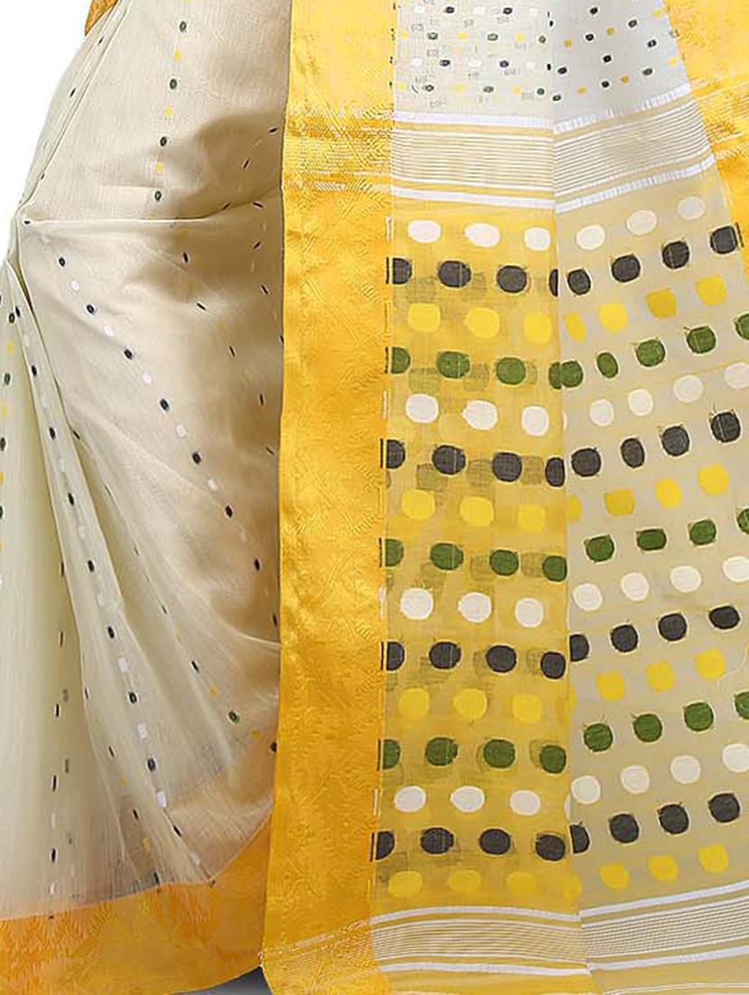 women beige self design handloom saree with blouse - 20614060 - Standard Image - 2