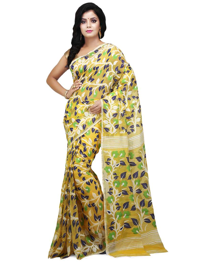 women multi color jamdani saree with blouse