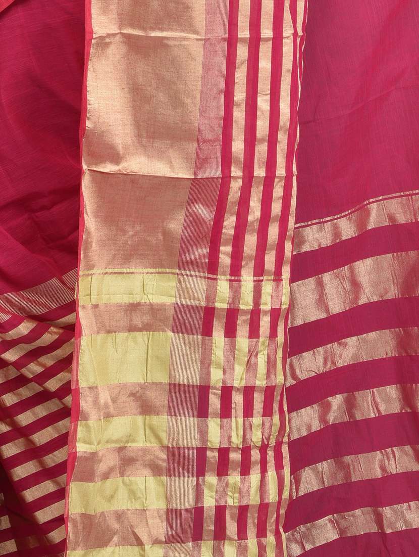 women pink solid bordered saree with blouse - 20614079 - Standard Image - 2