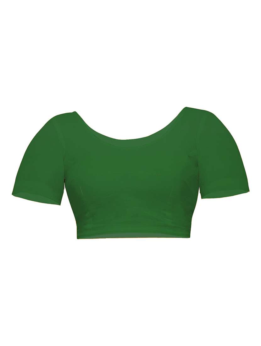 green cotton blend ready to wear saree with blouse - 20614116 -  Standard Image - 2