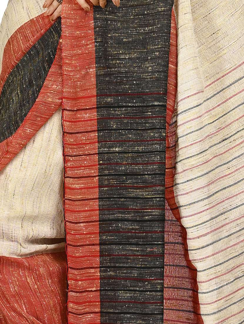 multi colored self design handloom saree with blouse - 20614121 - Standard Image - 2