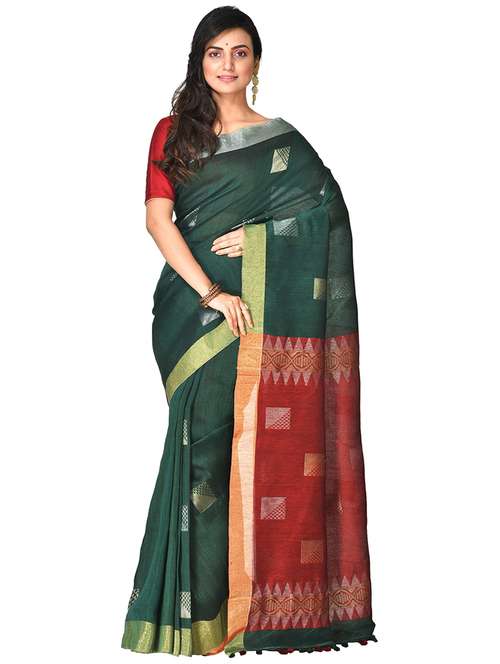 women's self design green colored saree with blouse - 20614145 -  Standard Image - 0