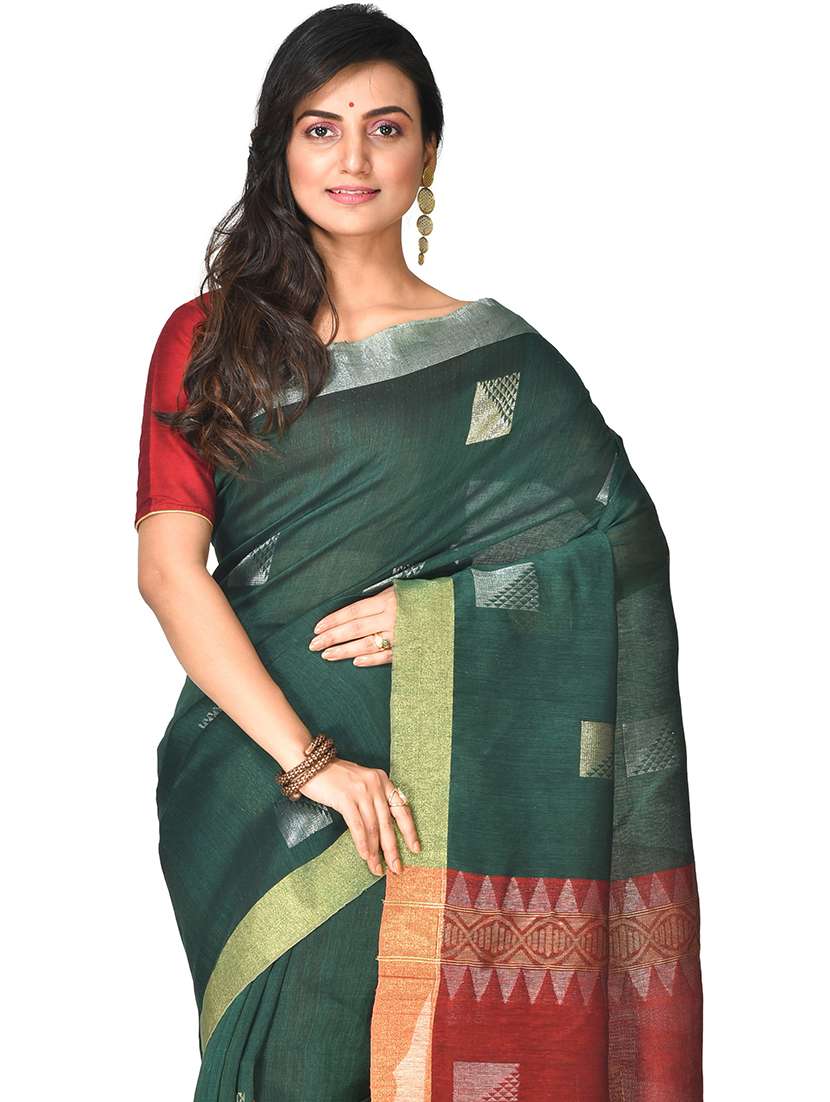 women's self design green colored saree with blouse - 20614145 - Standard Image - 2