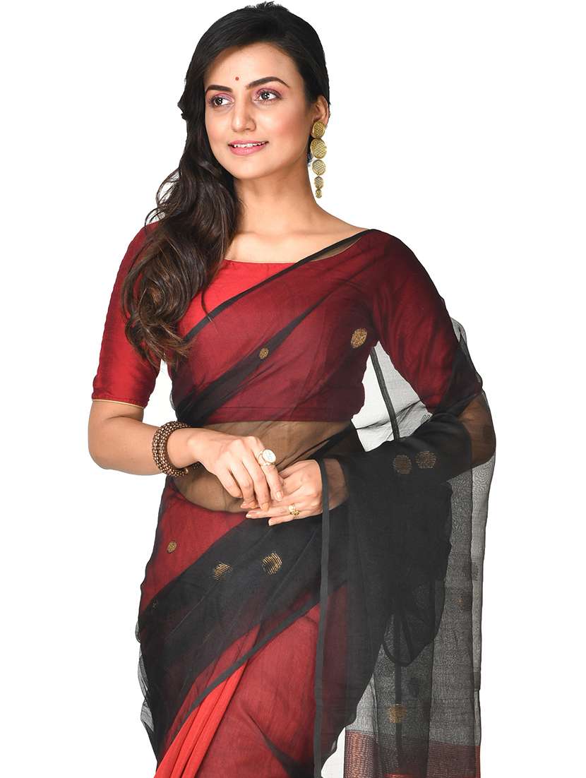 multi colored cotton blend handloom saree with blouse - 20614154 - Standard Image - 2