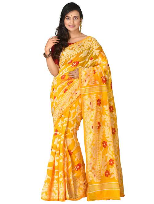 women's self design yellow colored saree with blouse - 20614155 - Standard Image - 0