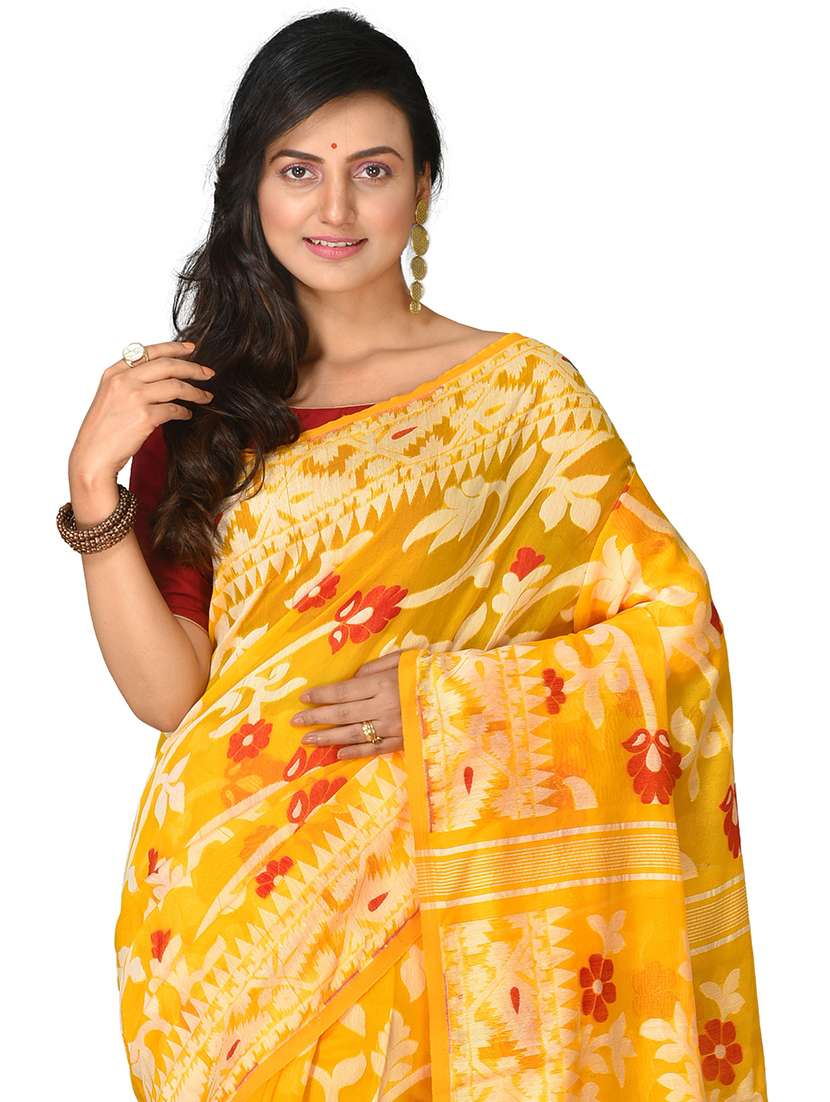women's self design yellow colored saree with blouse - 20614155 - Standard Image - 2