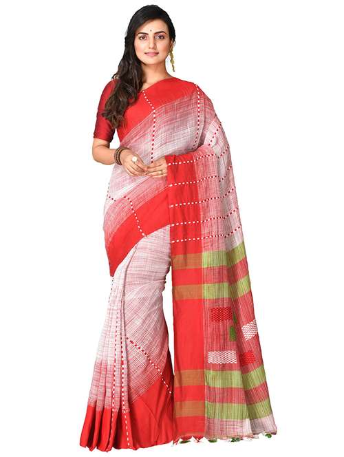 women multi color embroidered handloom saree with blouse - 20614157 -  Standard Image - 0